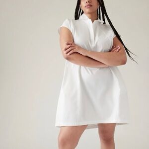 Athleta Performance Poplin Crisp White Mini Dress Pockets Golf Tennis Pickleball